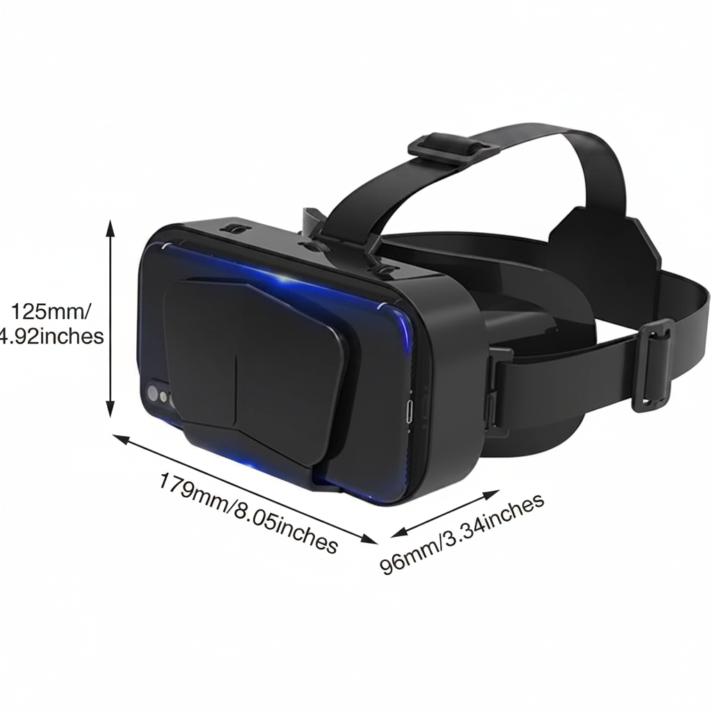 Virtual Reality VR Headset 3D Glasses, VR Headset Support 4.7-7 Inch Version Virtual Reality Glasses Stereo Headphones 3D Glasses, VR Glasses for TV, Movies, Video Games(Black)