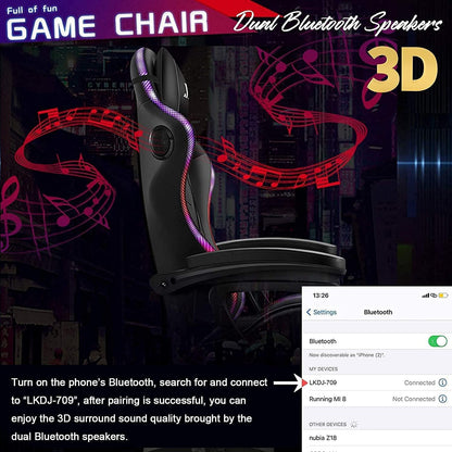 X Rocker Gaming Chair Gaming Chair with RGB Lighting and Speakers, Ergonomic Gaming Chair with Footrest and 7-Point Massage Function, 150° Tiltable Office Chair Gaming Chair for Adults,Red