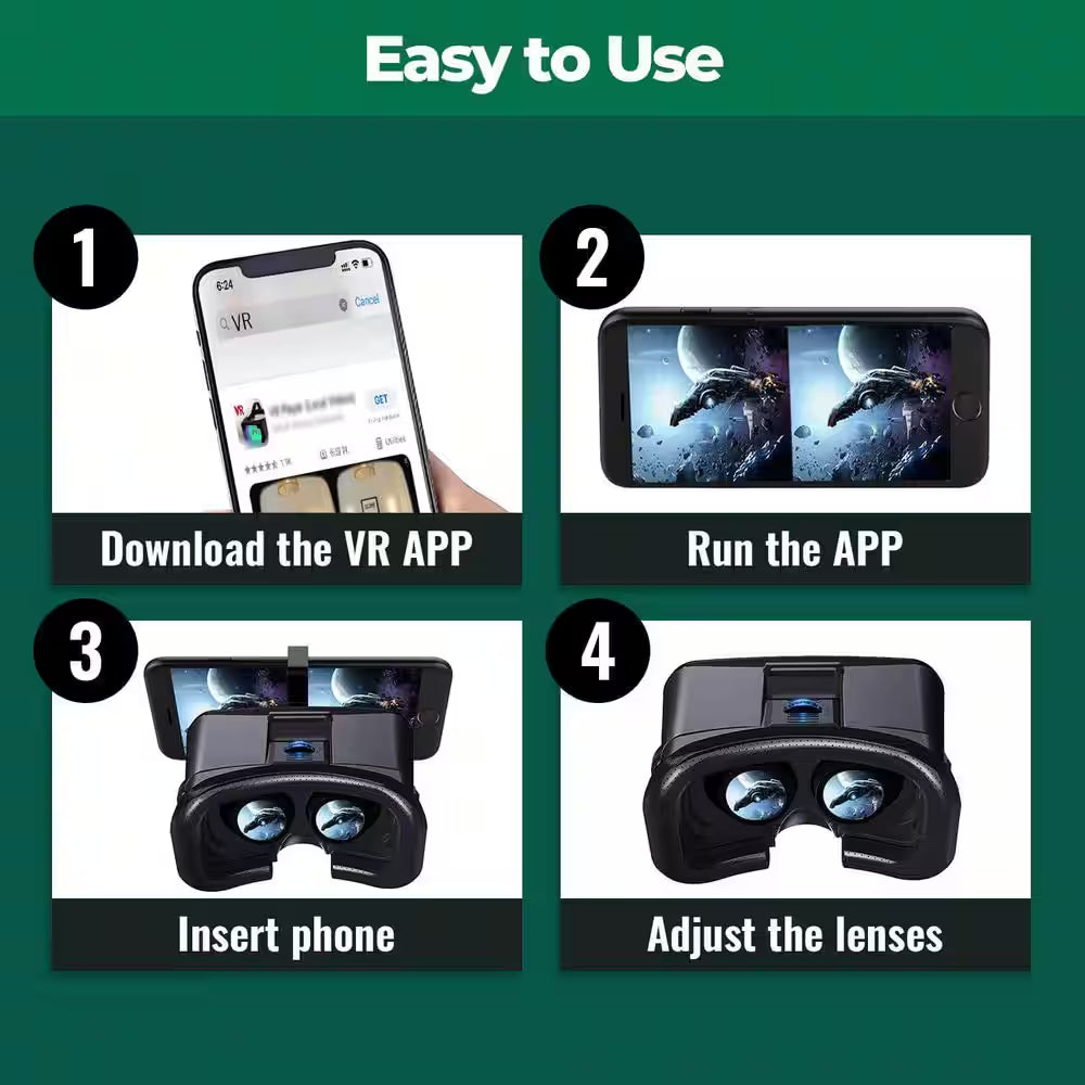 VR Headset for Phone Virtual Reality Goggles for Kids and Adults VR Game Video Movies Compatible with Iphone Samsung