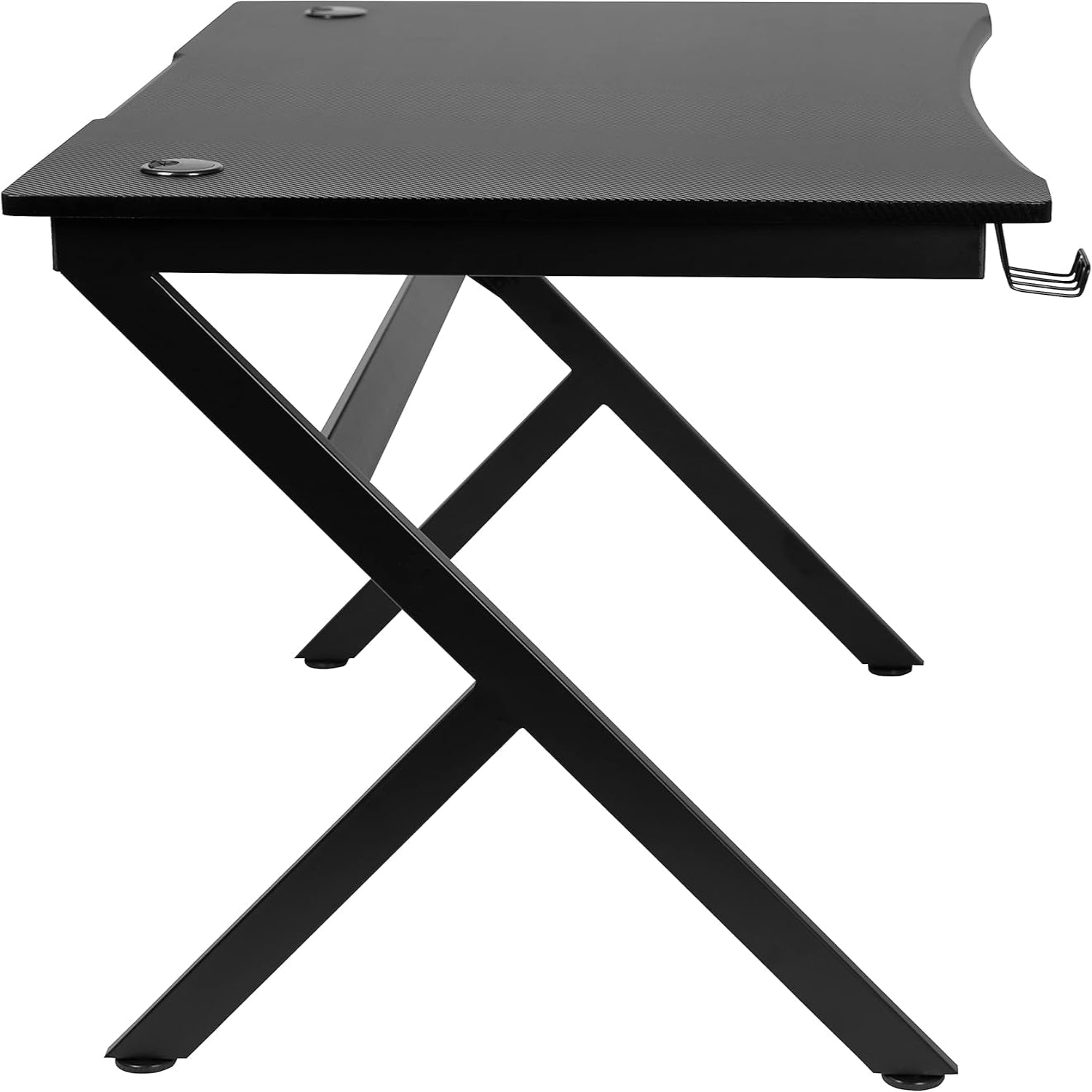 Duncan Gaming Desk 45.25" X 29" Computer Table Gamer Workstation with Headphone Holder and 2 Cable Management Holes, Set of 1,Black