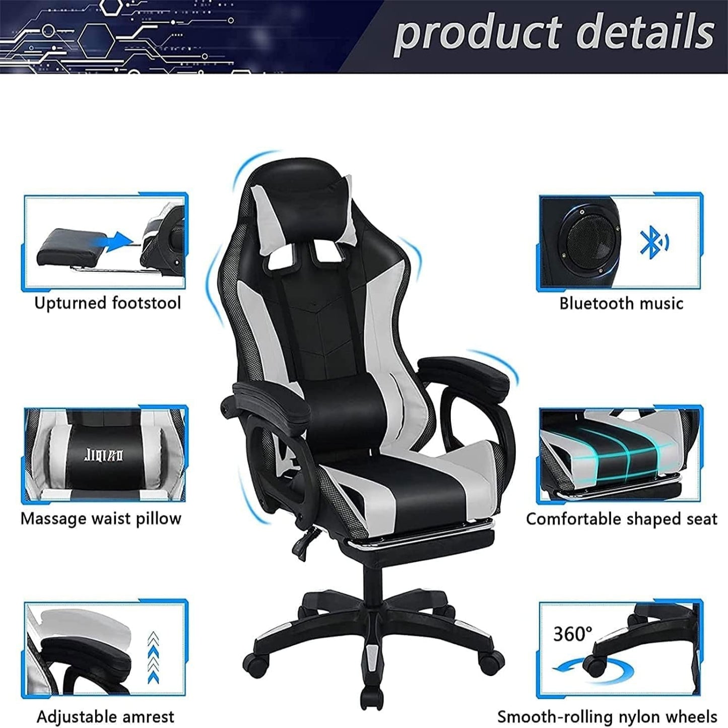 X Rocker Gaming Chair Gaming Chair with RGB Lighting and Speakers, Ergonomic Gaming Chair with Footrest and 7-Point Massage Function, 150° Tiltable Office Chair Gaming Chair for Adults,Red