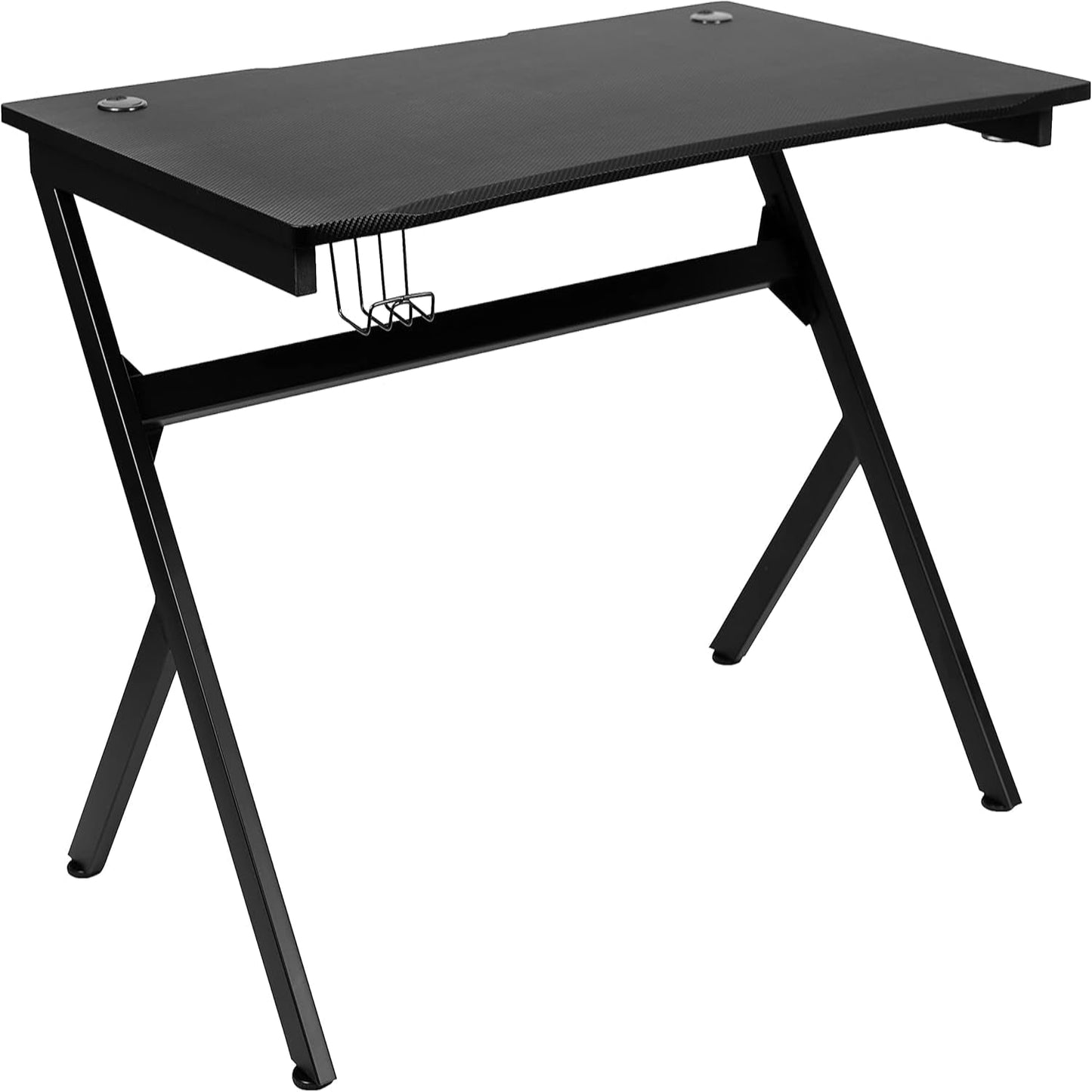 Duncan Gaming Desk 45.25" X 29" Computer Table Gamer Workstation with Headphone Holder and 2 Cable Management Holes, Set of 1,Black