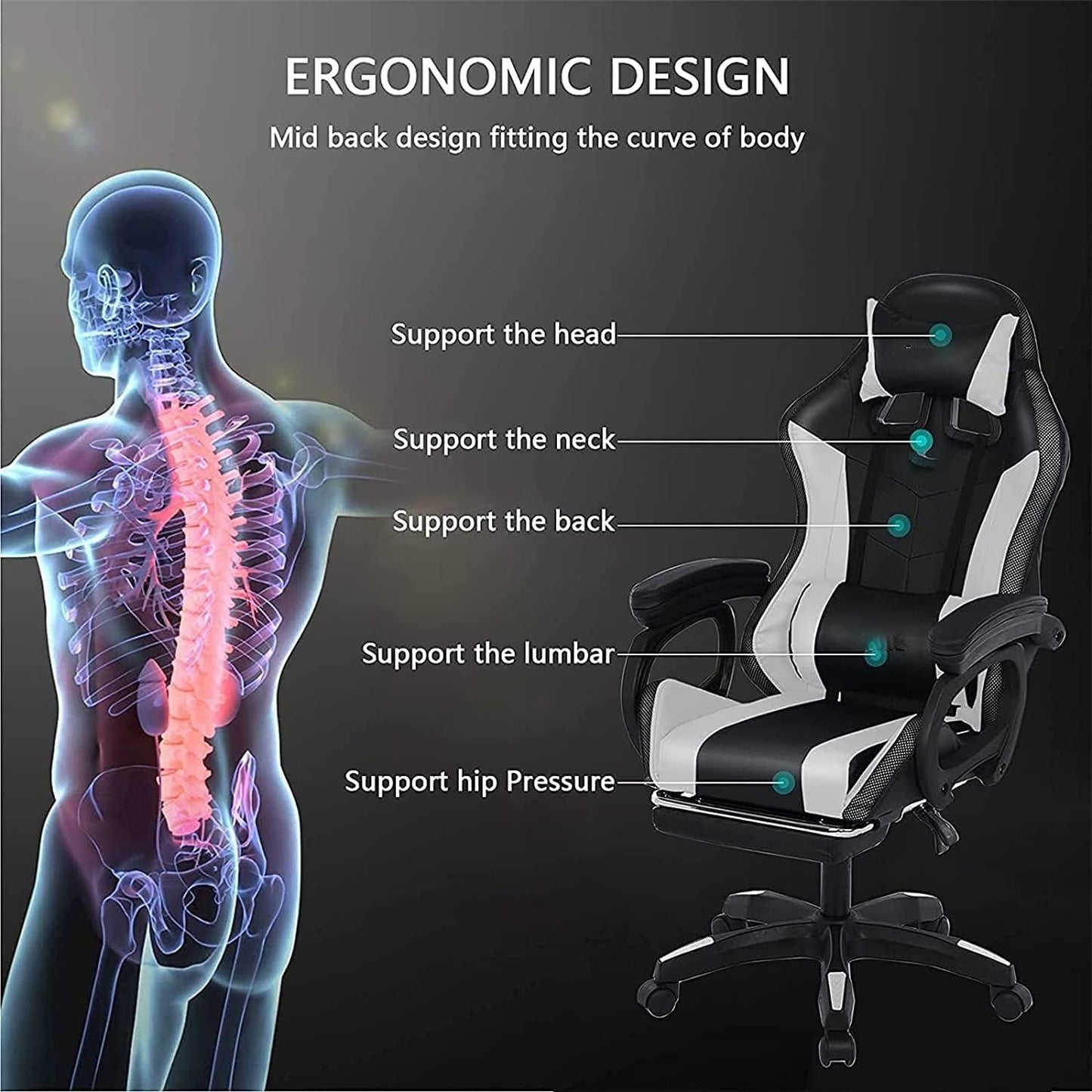 X Rocker Gaming Chair Gaming Chair with RGB Lighting and Speakers, Ergonomic Gaming Chair with Footrest and 7-Point Massage Function, 150° Tiltable Office Chair Gaming Chair for Adults,Red